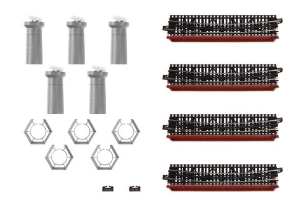 20-824 Unitrack Curved Bridge Set - 481mm (19") Radius 60° In Red
