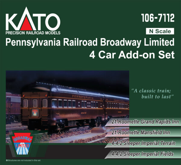 106-7112 PRR broadway addon 4 car set