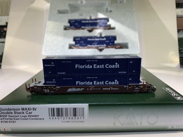 106-6181 Maxi-IV BNSF #254007 w/Florida East Coast containers