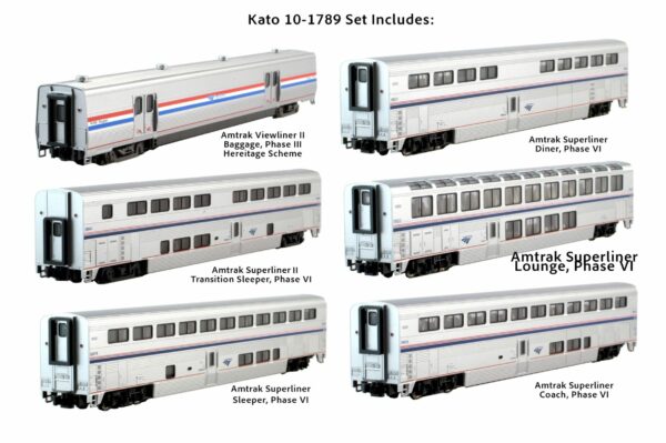 10-1789 Amtrak Superliner 6 coach set